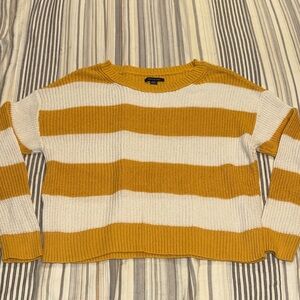 American Eagle Outfitters Mustard and White Striped Sweater